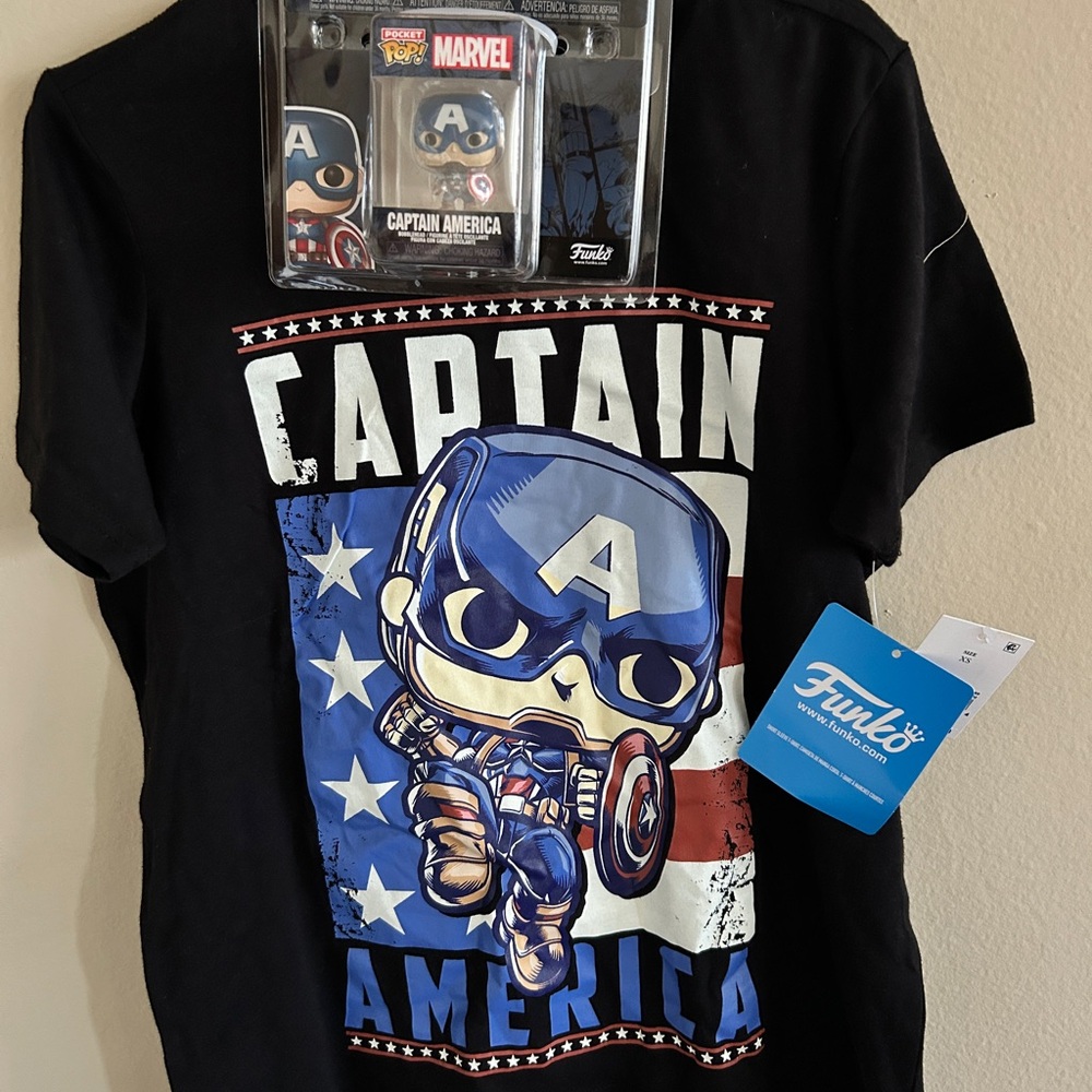 Funko Captain America Kids Tee - Black and Blue